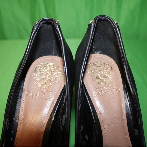 Vince Camuto Black Platform High Heel Gold Zip A2  Sz. 9 M - Picture 7 of 16